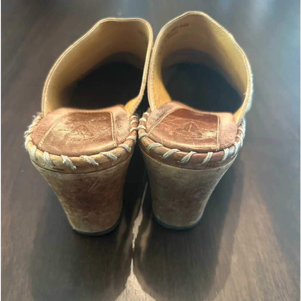 Frye Charlotte Leather Harness Ring Mule Clogs Brown Size 6.5M - Picture 2 of 10